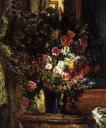 Eugene Delacroix, A Vase of Flowers on a Console